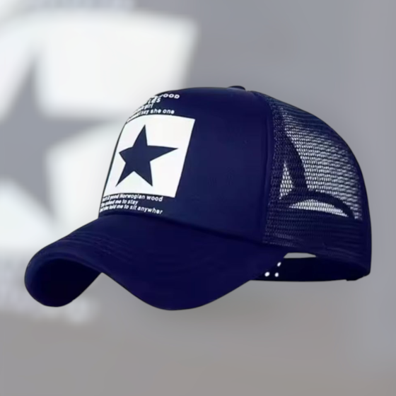 Кепка летняя в сеточку с принтом звезда для мужчин и женщин 54-60 синий Киев