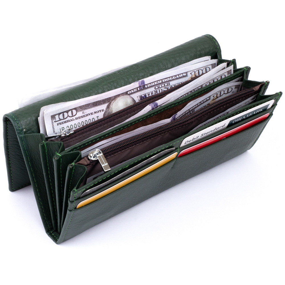 Гаманець на магнітах з клапаном жіночий ST Leather 19240 Зелений Київ - фото 7