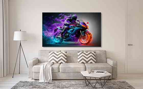 Картина холст в гостиную / спальню  Мотоцикл     MLP_56 70x140 см Киев