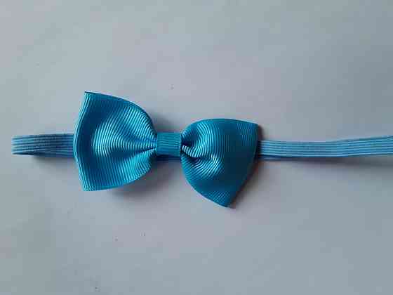 Дитяча повязочка на голову блакитна - розмір універсальний (на резинці), бантик 7см Київ