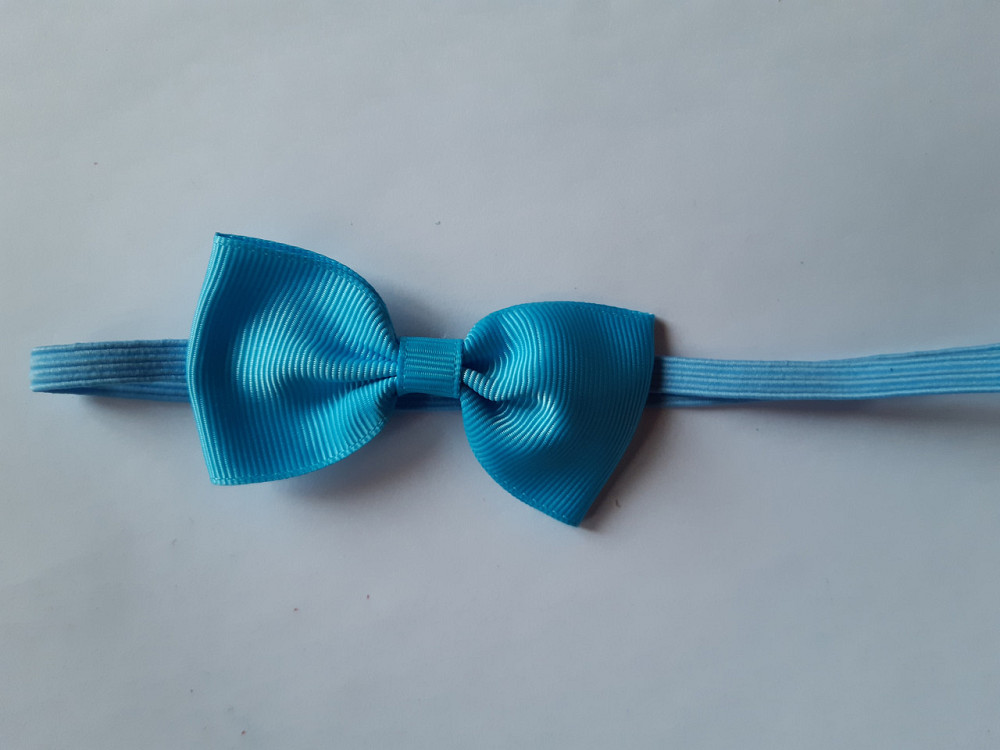 Дитяча повязочка на голову блакитна - розмір універсальний (на резинці), бантик 7см Київ - фото 2