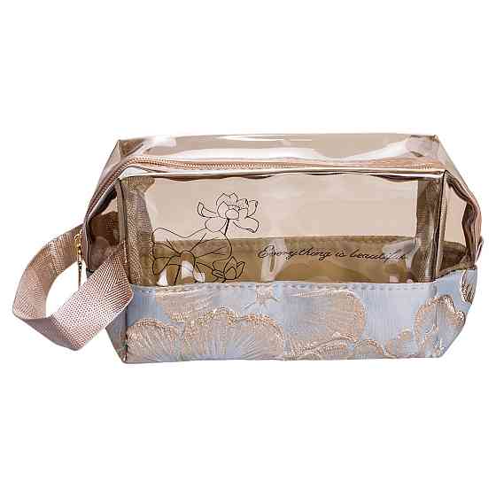 Набір прозорих жіночих косметичок для дому 2 (шт) дорожня косметичка в сумку для косметики, макіяжу, ліків, пензлів Блакитний Київ