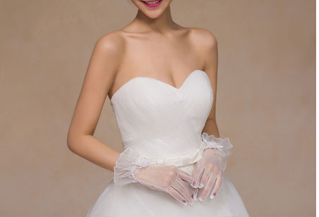 Рукавички весільні атласні білі Київ - фото 2