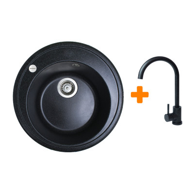 Мойка кухонная Adamant Sun чорний + змішувач (4824296910103) Вінниця - фото 1