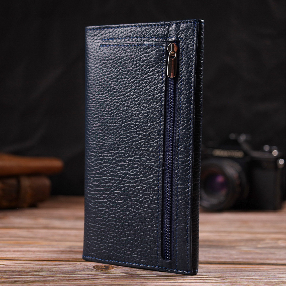 Женский вместительный кошелек из натуральной кожи CANPELLINI 21830 Синий Киев - изображение 9