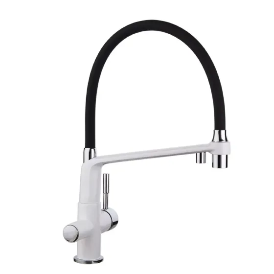 Змішувач для кухні на дві води GAPPO G4398-9 з гнучким виливом, білий/чорний Київ