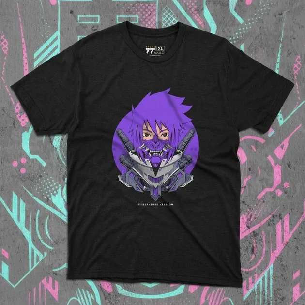 Футболка чоловіча з  принтом Наруто Саске Кібер Версія Розмір 48 Anime0104 Дніпро - фото 1