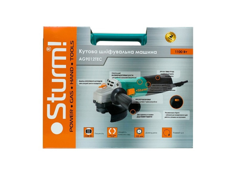 Кутова шліфувальна машина Sturm AG9012TEC + Кейс (містить опис) Рівне - фото 4