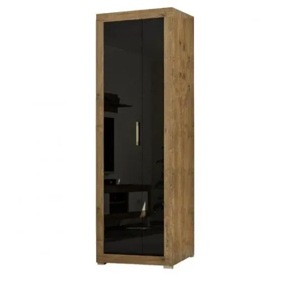 Шкаф 680 2Д Прихожая Парма Черный /Белый лак Львов