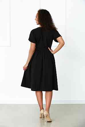 Жіноче плаття міді з короткими рукавами "Валенсія" оптом та по дропшипінгу | Норма Чорний, 42 Київ