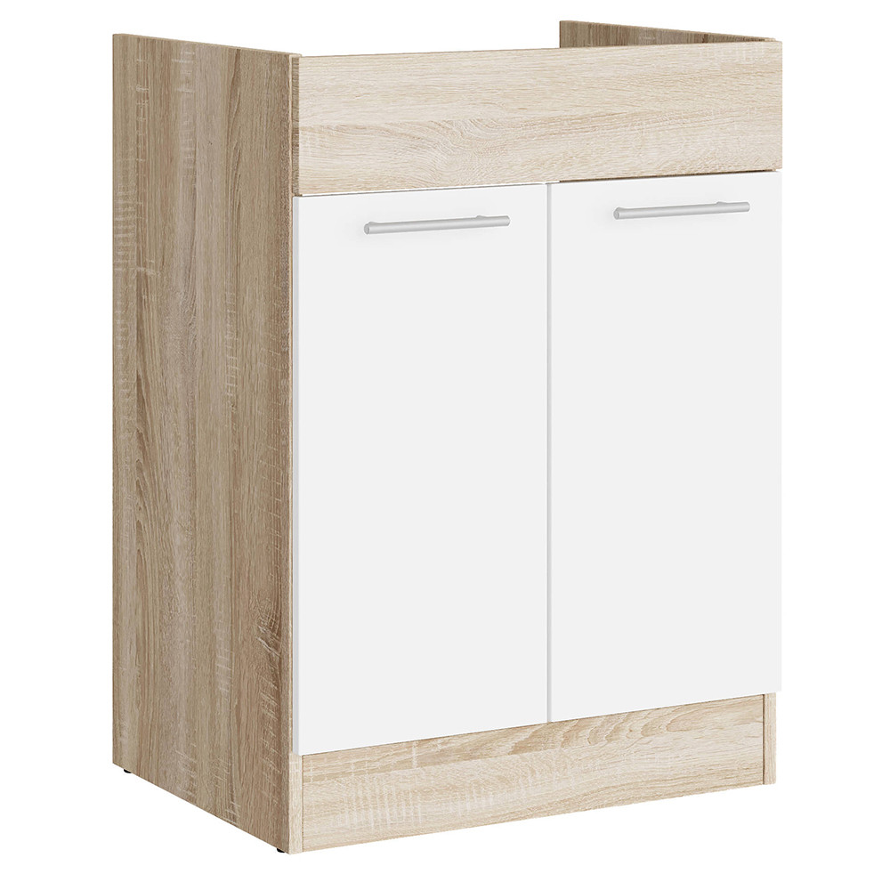 Кухонный модуль под мойку Эверест Эко 600 дуб сонома/нимфея альба (белый) 60х46х82 см (DTM-071040) Львов - изображение 1