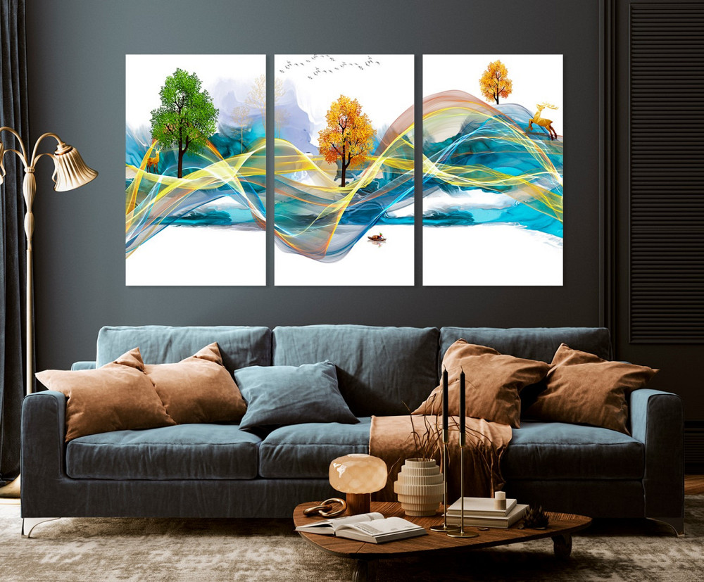 Модульная картина в гостиную / спальню  Осінній ліс   ART-194_3A 70х130 см Киев - изображение 3