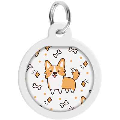 Адресник для животных WAUDOG Smart ID с QR паспортом "Корги", круг 25 мм (0625-0212) Винница
