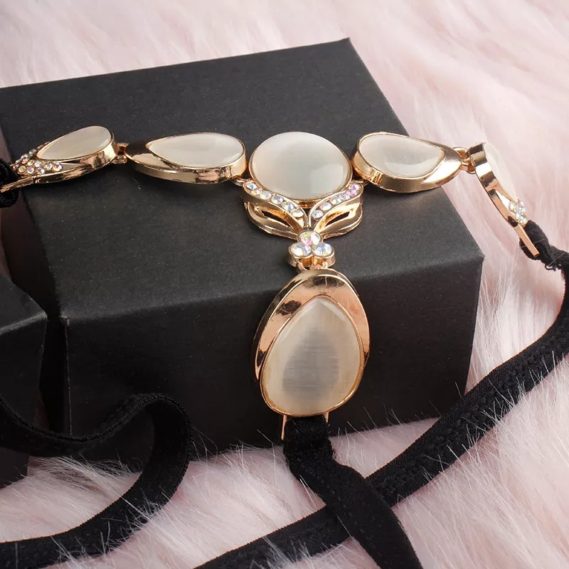 Трусики з каменями чорного кольору - розмір універсальний (на резинці) Київ - фото 5