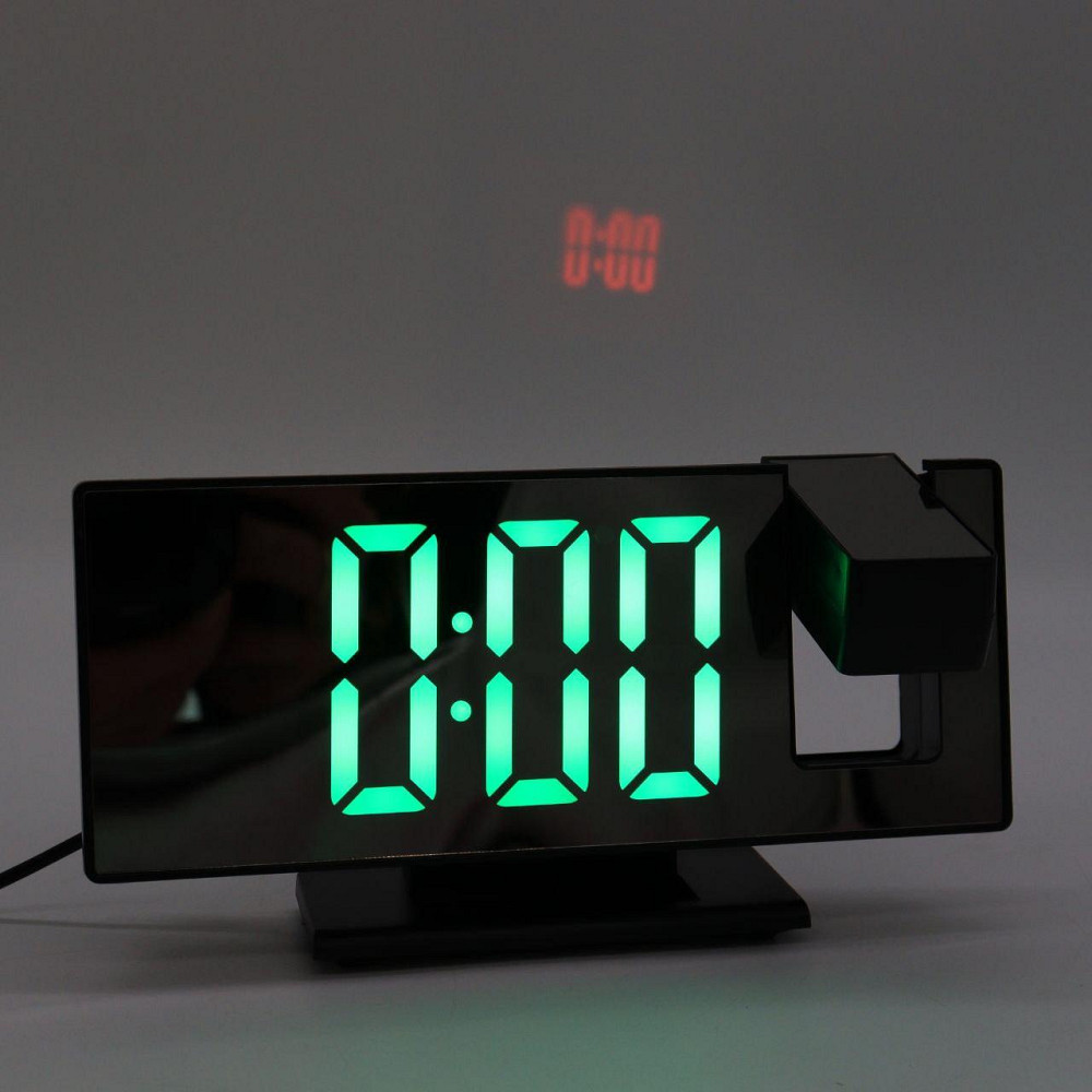 Зеркальные LED часы с проекцией времени, DS-3618LP, Черные / Настольные электронные часы с будильником Киев - изображение 8