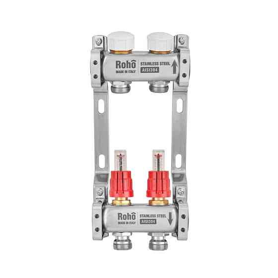 Колектор з витратоміром та термостатичними клапанами Roho R804-02M - 1"x 2 вих. (RO1043) Київ
