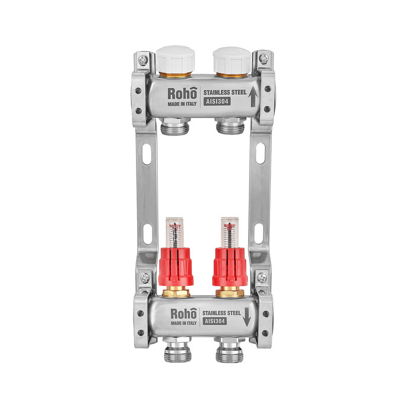 Колектор з витратоміром та термостатичними клапанами Roho R804-02M - 1"x 2 вих. (RO1043) Київ - фото 2