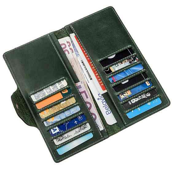 Бумажник унисекс из винтажной кожи Зеленый (SHVIGEL) Киев