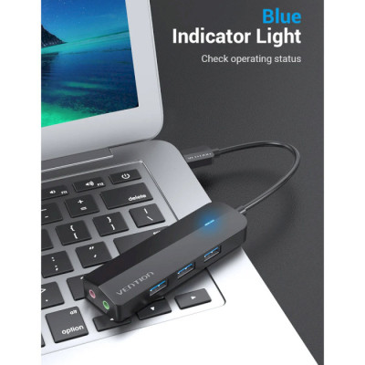 Концентратор Vention USB 3.0 to 3хUSB 3.0/2хTRS Audio/USB Micro 1.0m (CHIBF) Вінниця - фото 6