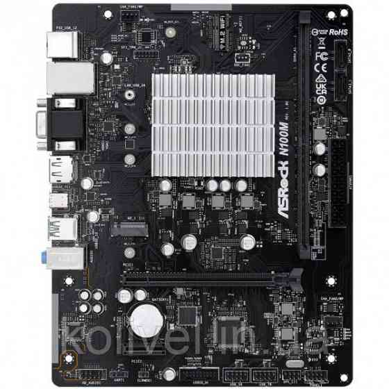 ASRock N100M (Quad-Core N100 3.4GHz, 1xDDR4 DIMM, VGA/HDMI/DP, 1*PCIe, 2xSATAIII, M.2, GLan, mATX) (N100M) Киев