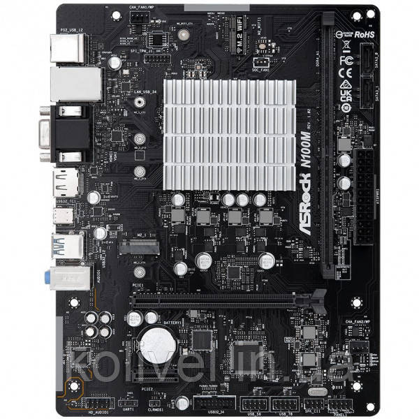 ASRock N100M (Quad-Core N100 3.4GHz, 1xDDR4 DIMM, VGA/HDMI/DP, 1*PCIe, 2xSATAIII, M.2, GLan, mATX) (N100M) Киев - изображение 1