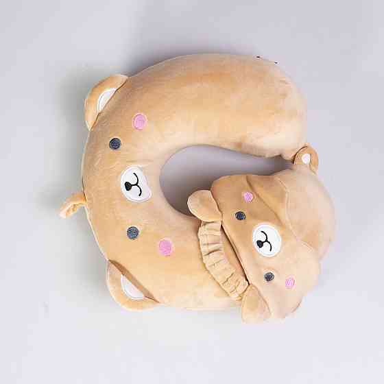 Дорожный набор 2 в 1 Bear подушка для шеи и маска для сна HP-56-9BR Киев