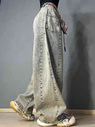 Джинси жіночі Ijjass 6059 baggy супер широкі оверсайз з поясом вінтажні блакитні, блакитний, 30, 30, 81 см Київ