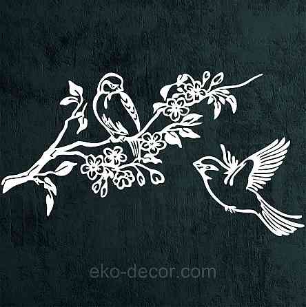 Декоративное настенное Панно «Птички», Декор на стену 90*50 см, Белый Киев