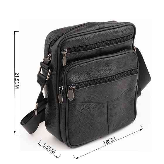 Сумка мужская на одно отделение зернистая Vintage 20203 Черная Киев