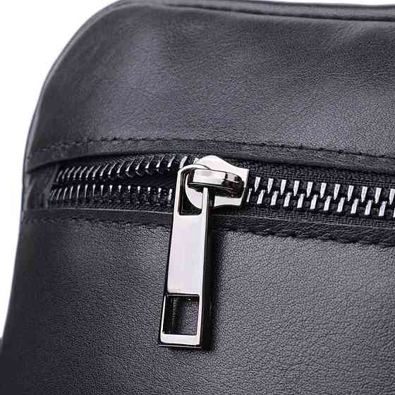 Класична чоловіча сумка месенджер із глянсової натуральної шкіри Shvigel 22846 Чорна Київ