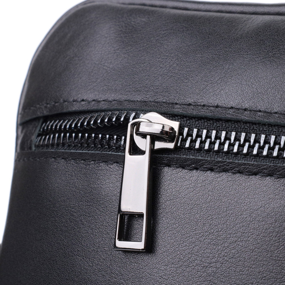 Класична чоловіча сумка месенджер із глянсової натуральної шкіри Shvigel 22846 Чорна Київ - фото 6