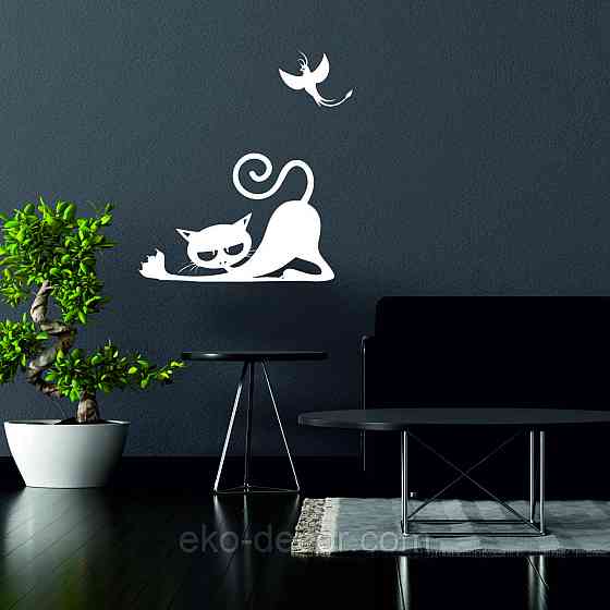 Декоративное настенное 3D Панно «Кот» Декор на стену с объемом 90*58 см, Белый Киев