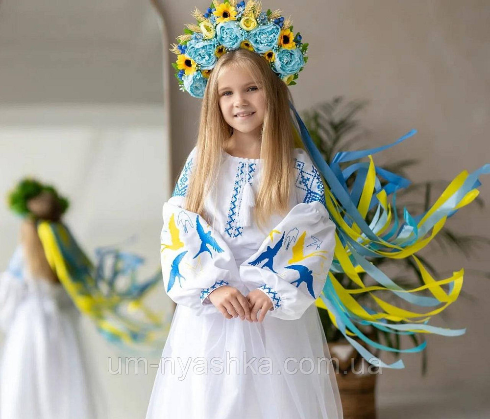 Віночок український жовто-блакитний сценічний зі стрічками Кривий Ріг - фото 1