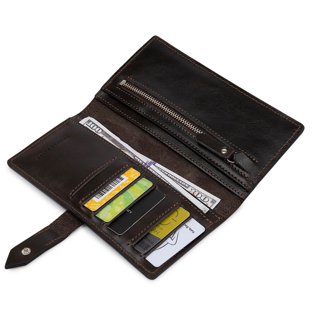 Кожаное мужское глянцевое портмоне GRANDE PELLE 11517 Коричневый Киев - изображение 7