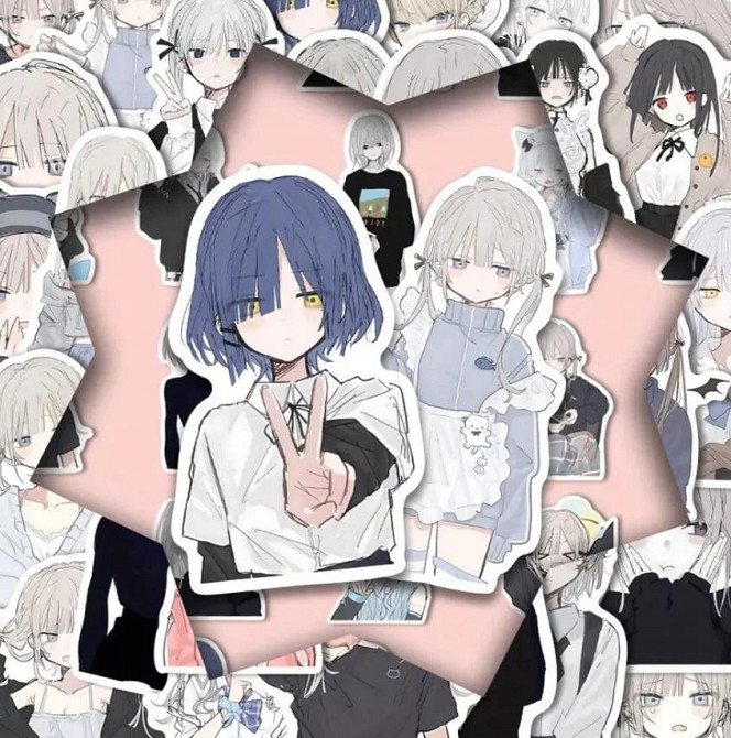 Наклейки Стикеры Аниме. Водонепроницаемые эстетические аниме наклейки. Комплект 48 штук. Киев - изображение 5