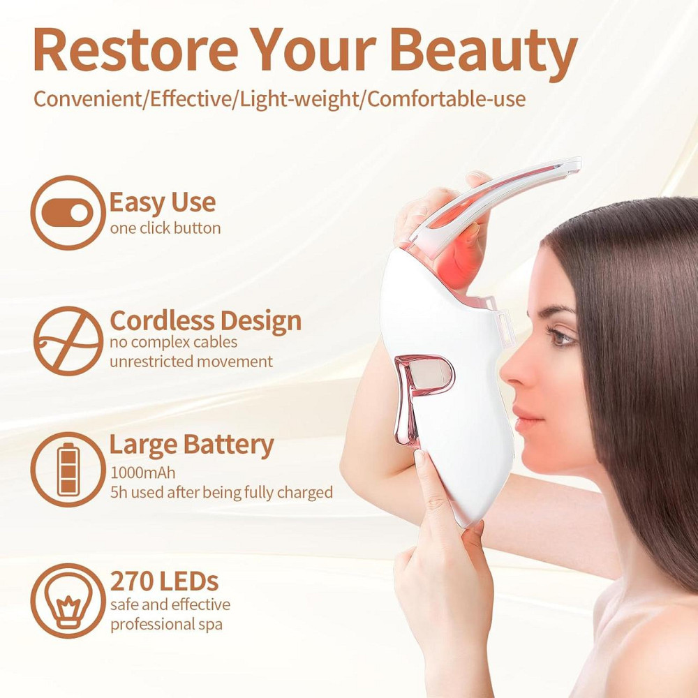 Беспроводная LED-маска для лица, 7 цветов, антивозрастной уход, омоложение, осветление кожи, 270 LED Киев - изображение 7