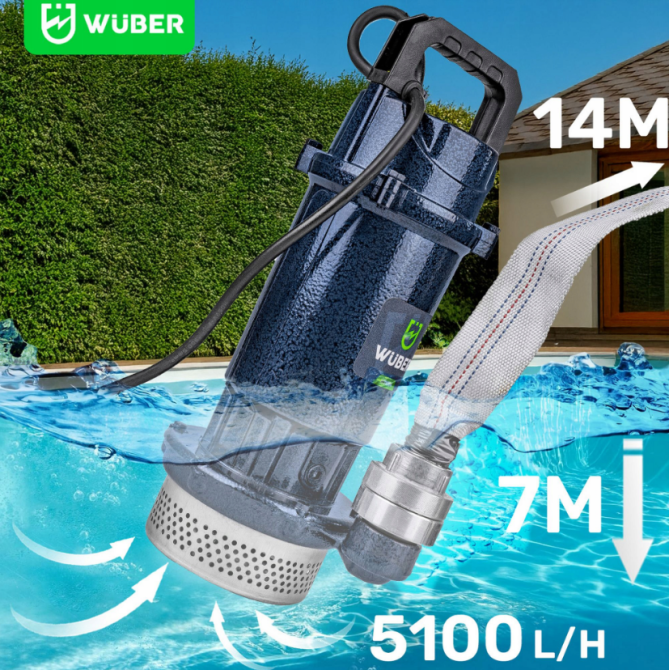 Дренажний насос для брудної та чистої води 400Вт 5100л/год Wuber (Польща) Київ - фото 10