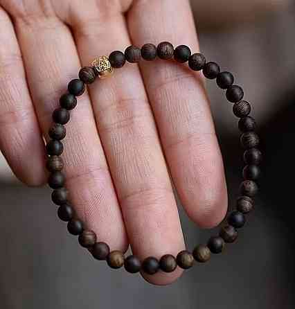 Браслет з натурального агарового дерева з намистинами на удачу, унісекс Київ