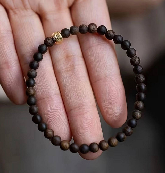 Браслет з натурального агарового дерева з намистинами на удачу, унісекс Київ - фото 1