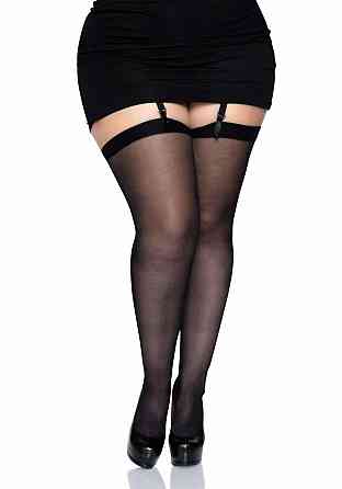Прозорі панчохи зі швом Leg Avenue Sheer backseam stockings Black, plus size Sex Aura Київ