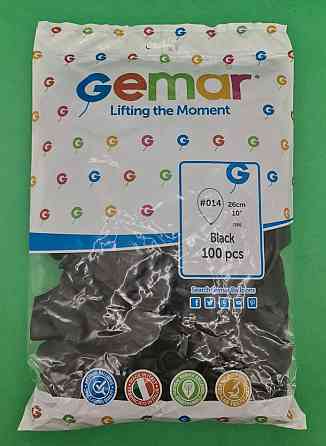 Надувні кулі пастель чорний 10" (25 см) Gemar 100 шт (1 пач.) Харків