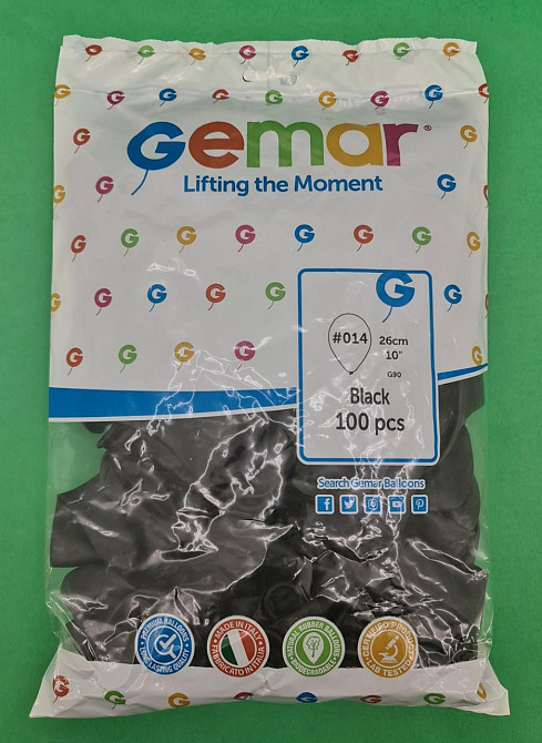 Надувні кулі пастель чорний 10" (25 см) Gemar 100 шт (1 пач.) Харків - фото 1
