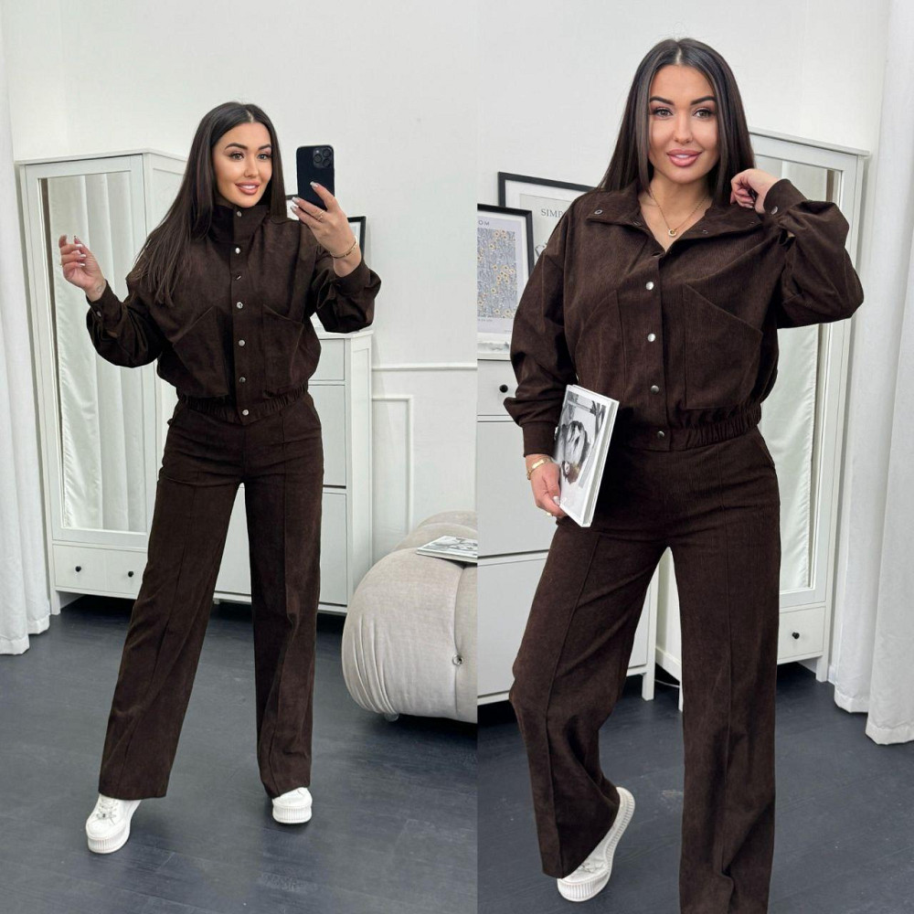 Жіночий стильний повсякденний костюм-двійка бомбер + штани Шоколад, 42/44 Одеса - фото 8