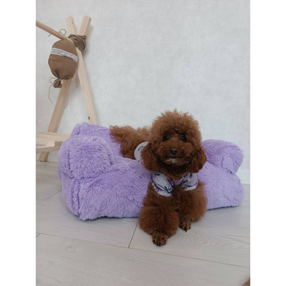 Хутряний диван лежак для собак і кішок спальне місце для тварин знімни Incor бузковий 10079 Київ - фото 7