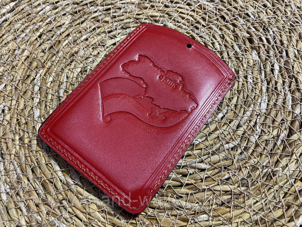 Червона шкіряна обкладинка для пенсійного посвідчення з відділенням для ID карти Київ - фото 3