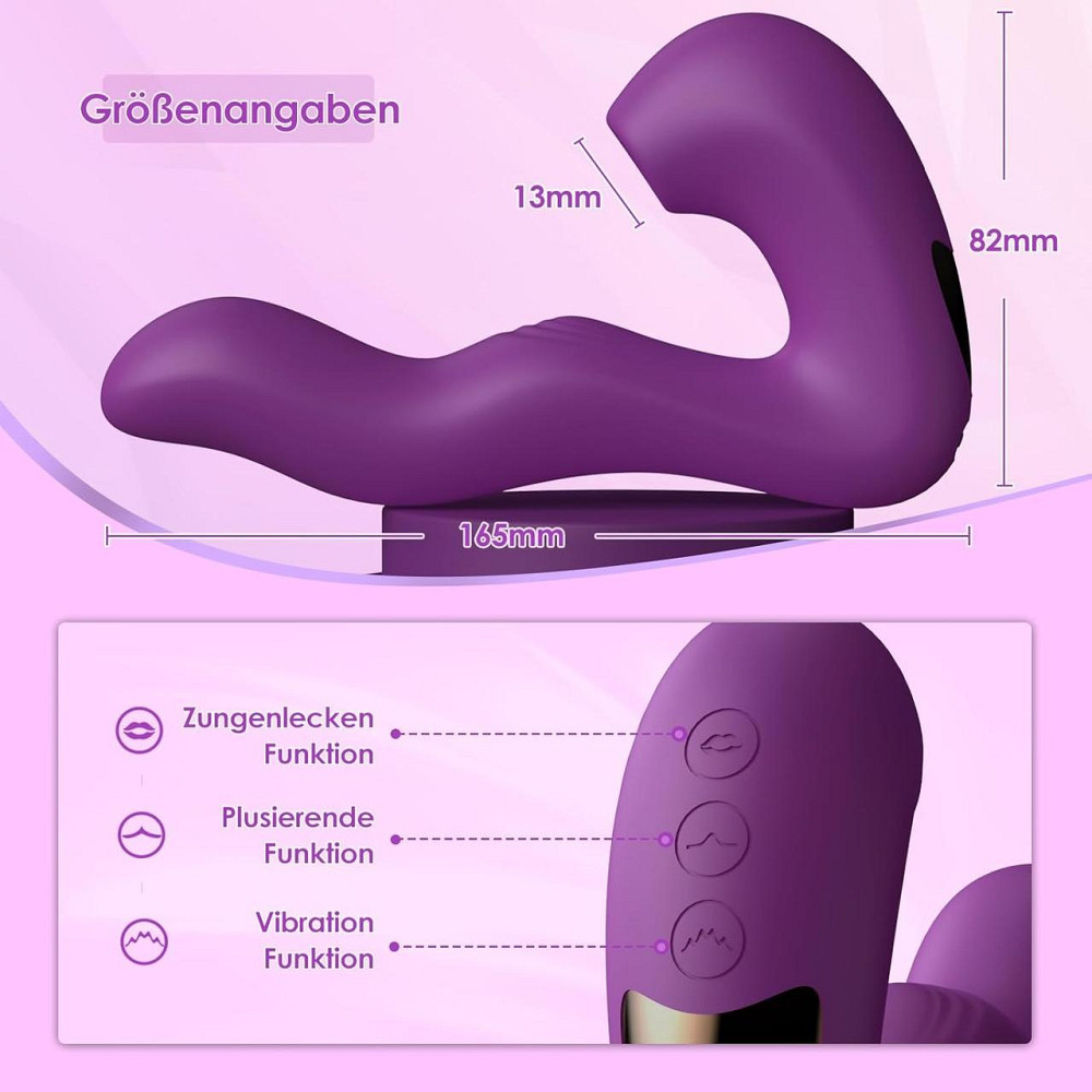 Фиолетовый силиконовый вибратор Aymoer экстремальный фалоимитатор 3-в-1 10 x 5 x 5 режимов вибрация пульсация лизания Днепр - изображение 6