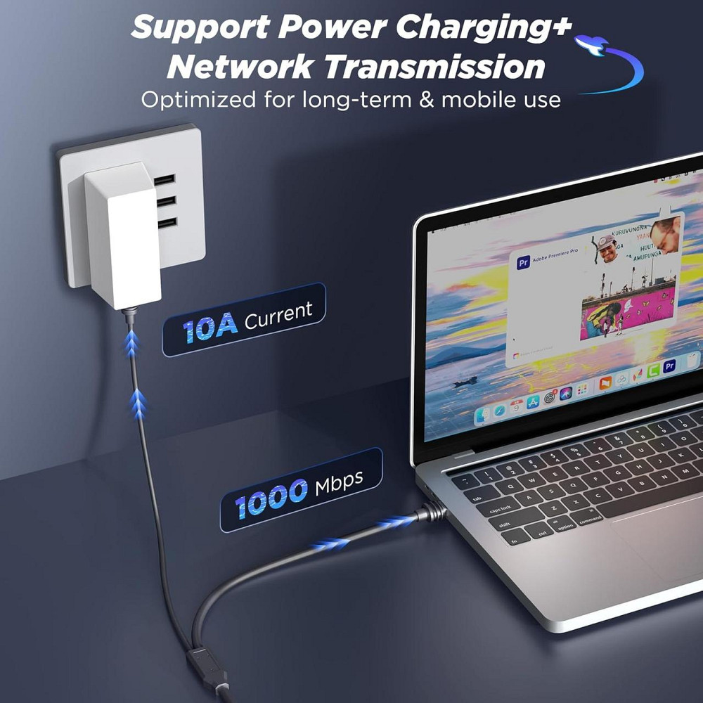 Кабель Hugener 2 в 1 Starlink Mini для заряджання DC/USB-C + Ethernet-кабель 15 м Київ - фото 7