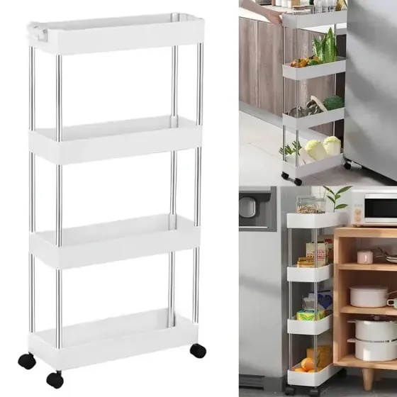 Этажерка напольная на колесах / Передвижной органайзер 4 полки Коломия