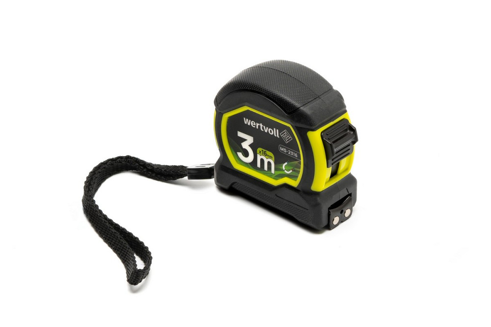 WERTVOLL Рулетка WERTVOLL 3 м×16 мм з магнітами фіксатор полотна покриття TPR нейлонове покритт Київ - фото 2