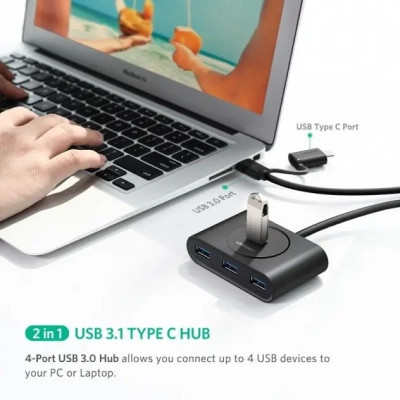 Концентратор Ugreen USB 3.0 to 4xUSB + USB-C plug 1.0m CR113 black (40850) Винница - изображение 3